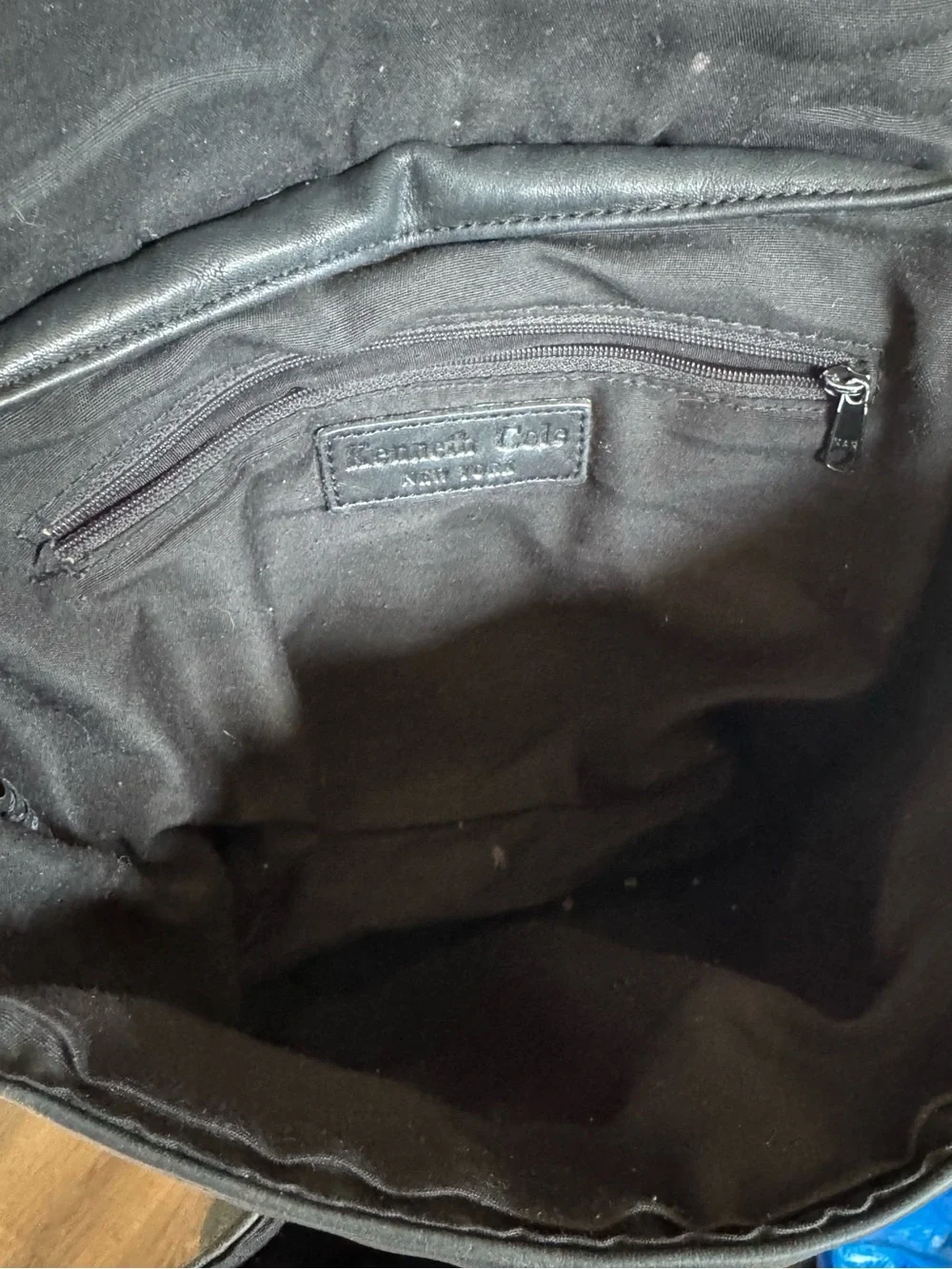 Kenneth Cole 90s Black Leather Flap Backpack